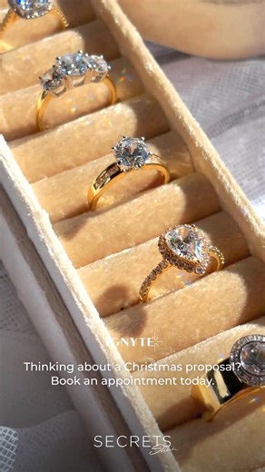 Give the gift of a ring they’ll never forget 💍✨ Design a one-of-a-kind engagement ring with Secrets Shhh. Choose from lab-grown diamonds or our signature simulants, with expert guidance every step of the way. Custom made and ready in just three weeks, backed by 25 years of craftsmanship. Book your consultation today at one of our 24 stores nationwide and discover the secrets to a perfect Christmas proposal. | Secrets
