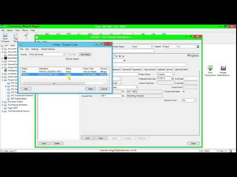 SAGE ERP TUTORIAL - PJC - Project - Contract - Part 1