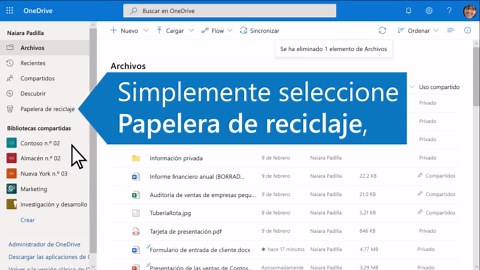 Restaurar archivos eliminados o carpetas en OneDrive
