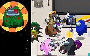 AmongUs我们之中游戏动画：太空人飞船激战僵尸军团