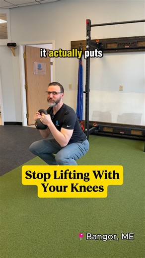 🚫 Stop with lifting with your knees 🦵 I know we were told “keep your back straight” “Don’t bend over” Because otherwise your back will “go out” I get it. The thing is, we have to unteach this to all of our patients It’s really common for people to feel their back seize up when squatting Because they were told by well intended professionals to not let their back bend forward I was this person myself When I had chronic back pain I used to try and squeeze the muscles in my back whenever bending o