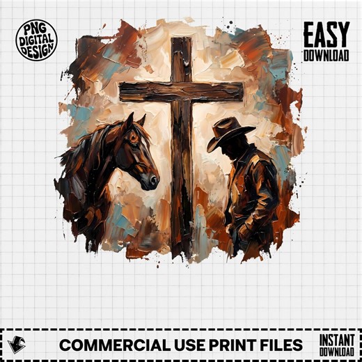 Cowboy Horse Cross Digital Art, Western Christian Faith Sublimation PNG & SVG, Rustic Religious Printable, Spiritual Ranch Image Download - Etsy