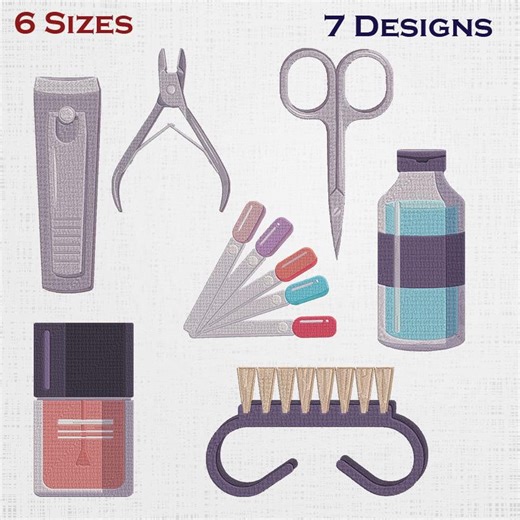 Manicure Tools Embroidery Design - Nail Kit Pattern (PDF) - Etsy