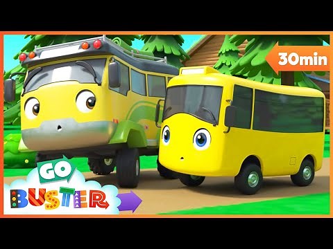 Buster Back to School With Daddy | Go Buster | Baby Cartoon | Kids Video | ABCs and 123s