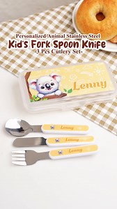 66K views · 27 reactions | 殺 Personalized Love on Every Bite!  Give your little one the cutest mealtime companion!  These adorable name-engraved animal cutlery sets are 100% kid-safe & stainless steel. Perfect for birthdays! ✨ | Callie Gifts | Facebook