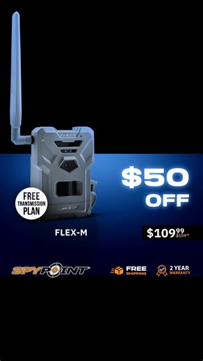 This Cyber Monday, save $50 on the FLEX-M! Plus get FREE shipping, a 100-photo per month plan, and 2-year warranty! | SPYPOINT Trail Cameras | Facebook