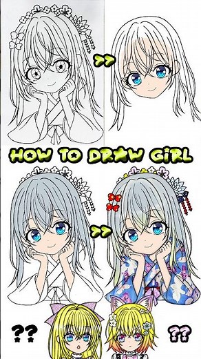 1minute tutorial draw girl color,かわいい女の子,1分間の描き方,塗り絵チュートリアル #描く #塗り絵 #vtuber #女の子 #かわいい #draw #girl