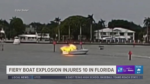 Fiery boat explosion in Florida injures 10