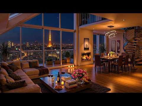 Tokyo Night Vibes 🌃 Luxury Apartment Ambience with Soft Jazz Saxophone Music for Relax & Deep Sleep