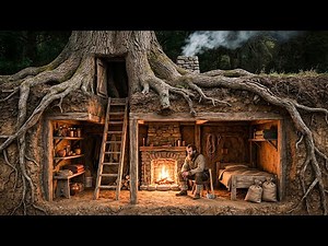 I Built a Secret Base Inside a Giant Hollow Tree in 3 Days.