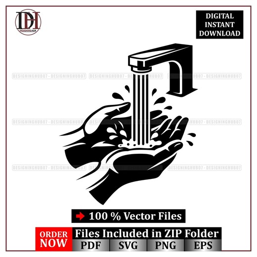 Hand Washing Vector SVG : Hygiene Faucet Illustration Design (digital Download) - Etsy