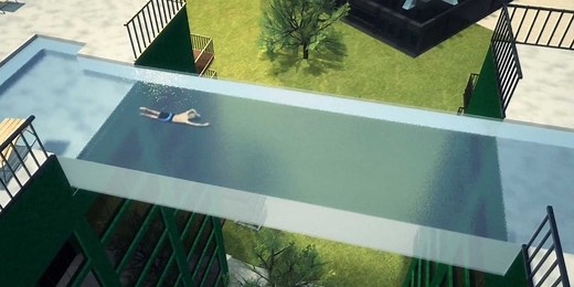 London architects have designed a completely transparent ‘floating pool’ 10 stories above the ground