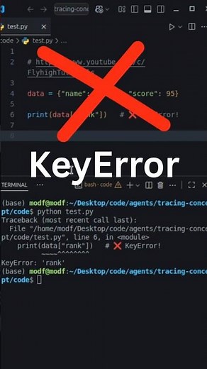 Don’t Make This Python Mistake ❌ | Use Dictionary .get() #python #coding #programming #code