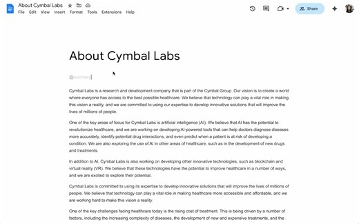 🆕 Gemini in Docs now generates document summaries and updates the summary when content changes. Rolling out now to #GoogleWorkspace users → https://goo.gle/41TPzEs | Google Workspace