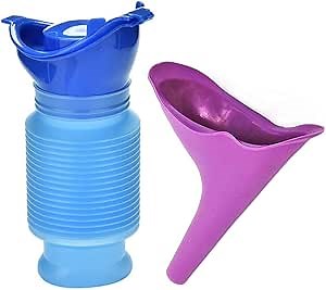 Portable Emergency Urinal - Mini Outdoor Shrinkable Urine Bottle for Man and Women, Travel Car Camping Pee Funnel, Personal Mobile Toilet for Kids Adult