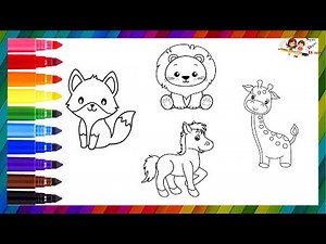 How to Draw and Color a Cute Animal Easy Drawing for Kids & Toddlers