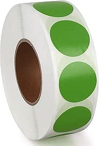 Dot Stickers Removable Colored 1 Inch 1000pcs (Green)