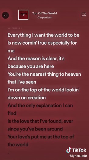 Top of the World Carpenters Lyrics