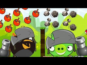 Angry Birds Cannon Collection 2 - FORCE ALL MASSIVE STONE ON GIANT PIGS BY EXPLODING BOMB BIRD!