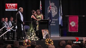 Senior Constable Brett Forte’s widow Suzie and daughter Emma speak at his farewell service. “To our family, you were the world.” Report on 7 News at 6pm. www.plus7live.com.au #7News | 7NEWS Brisbane