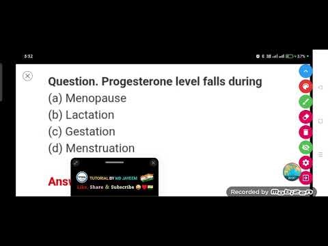 Progesterone level falls during :- (a) Menopause (b) Lactation (c) Gestation (d) Menstruation