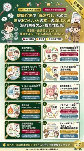 健康診断で「異常なし」なのに体がおかしい人の本当の原因10選【隠れ栄養欠乏・機能性疾患】