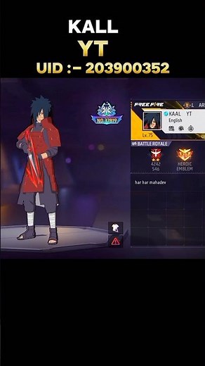 Kall Yt Uid Number 😱😱 || Kall Yt Uid 🇮🇳 || #freefire #kallyt #shorts