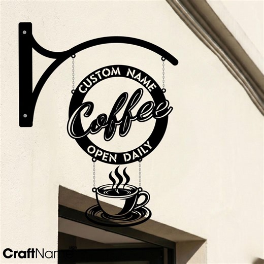 Custom Coffee Tiered Hanging Sign, Rustic Metal Shop Sign for Coffee Bar Wall Display, Gift for Cafe Owner - Etsy