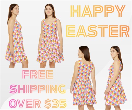 Girls Easter Dress | Vibrant Egg Print Spring Outfit - Etsy