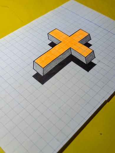 3D Optical Illusion Cross Drawing Tutorial