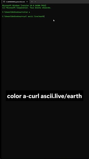 🤯🖥️🌎planète terre avec le terminal! #windows #python #coding