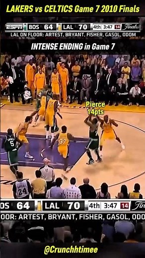 KOBE vs PIERCE! INSANE ENDING in GAME 7 of LAKERS vs CELTICS 2010 NBA FINALS PART 2! #nbashorts