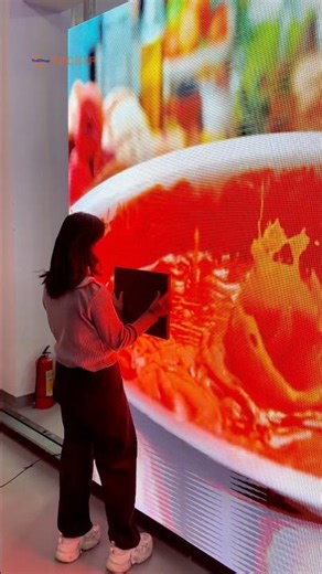 She Hit This Outdoor LED Module… Then Installed It.#yuchip #outdoorleddisplay #ledmodule #ledwall