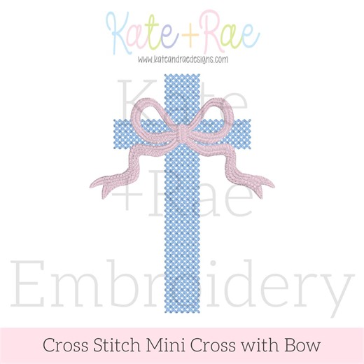 Mini Cross Stitch Cross With Bow Embroidery Design • Digital Download - Etsy