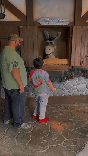 Little man and donkey, having a discussion about the bathroom habits of ogres ! This was so much fun #shrek #shrekanddonkey #univeralestudios #FamilyFun #univeralstudiosorland #656 | Graeson Mcgaha Comedy