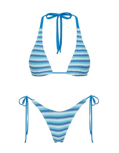 DARA HORIZON BLUE Stripe Triangle Bikini Set