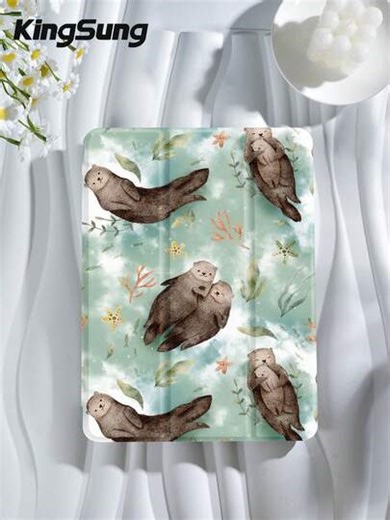 Ozean Otter Tablet Hülle, kompatibel mit iPad 9.7/10.2/10.5/10.9/12.9/Pro 11, 10. Generation, kompatibel mit Samsung Galaxy Tab S6 Lite 10.4 Zoll, kompatibel mit Kindle Paperwhite 12. Generation 2024, Kindle (11. Generation) 2022 Version, Kobo Clara Color, weich und stoßfest, Smart Stand/Auto Wake/Sleep | SHEIN