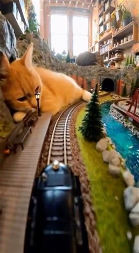 YOU SHALL NOT PASS EP.4 #catvideo #shorts #funnycat #miniaturetrain #catsoftiktok #cute #cat