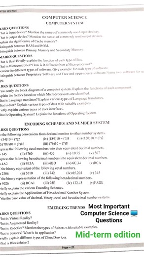 1st puc |Mid-term exams |Computer Science | most imp questions 2025-26 #1stpuc#shorts #questionpaper