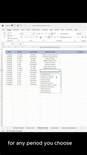 Income & Expense Tracker for Excel & Google Sheets | Easy Budget Spreadsheet