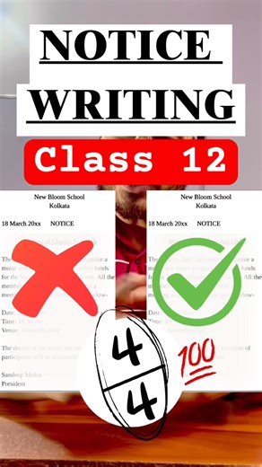 Notice Writing | Writing Skills | Section B | Class 12 English CBSE #boardexam #examtips