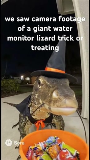a giant water monitor lizard trick or treating