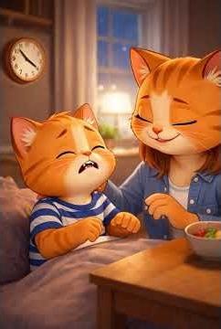 What time do you sleep?⏰️🌚#cat #cute #dailyroutine #momcat #kitten #shorts #kidsstory #funnycats