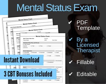 Mental Status Exam Template for Therapists, PDF - Fillable & Editable, Printable