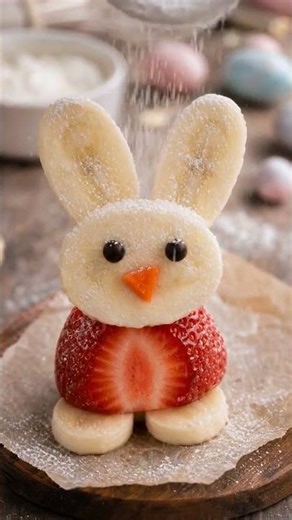 Strawberry Bunny That Looks Too Good to Eat #FruitArt #EasterCraft #FoodDesign