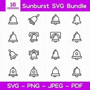 Bell Icon SVG Bundle, Notification Bell Icons Set, Alarm Bell Clipart, UI Line Icons for Cricut, App Design, Laser Cut PNG - Etsy UK