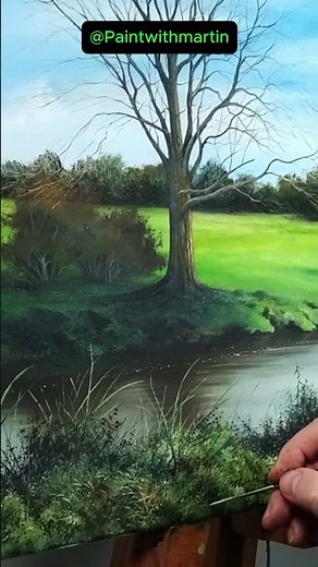 How To Paint Realistic Grass Textures In Oils #shorts #oilpainting #arttutorial