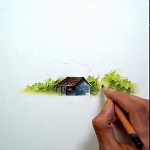 189K views · 8.3K reactions | Draw a beautiful village landscape with trees, a small house and lake using oil pastels very easily | Morning Drizzle | Facebook