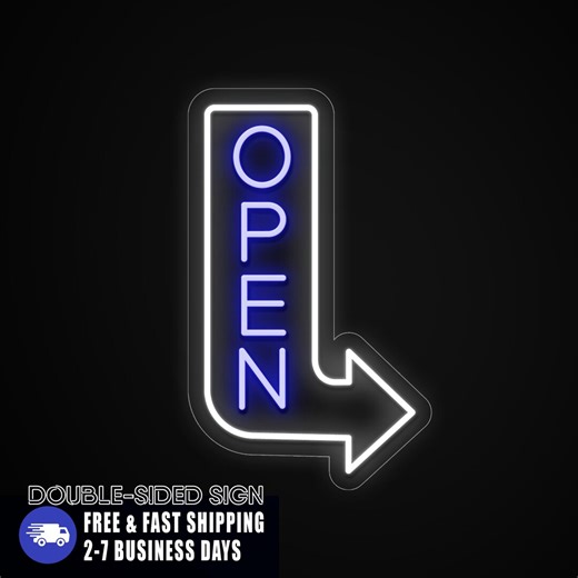 Double Sided Waterproof Open Sign Neon, Outdoor Vertical Arrow Custom Shop Neon Sign, Advertising Neon Art LED Open Sign Double Side - Etsy