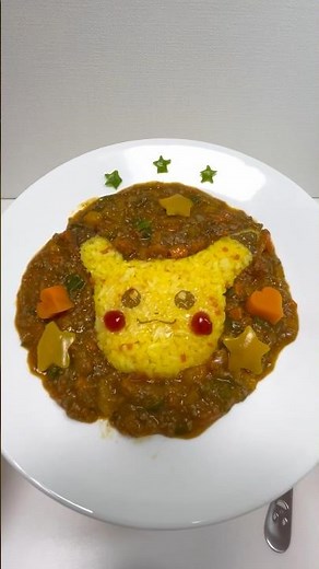 Eating Pikachu Curry! I made it with Pokemon meal kit #shorts
